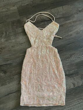 Windsor Iridescent Sequin Light Pink Mini Dress